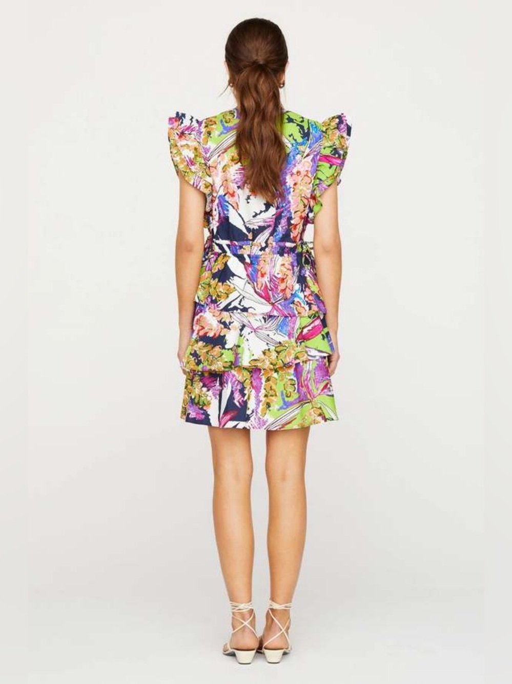 Marie Oliver Multi-Color Floral Ruffle Mini Dress small - Picture 3 of 9